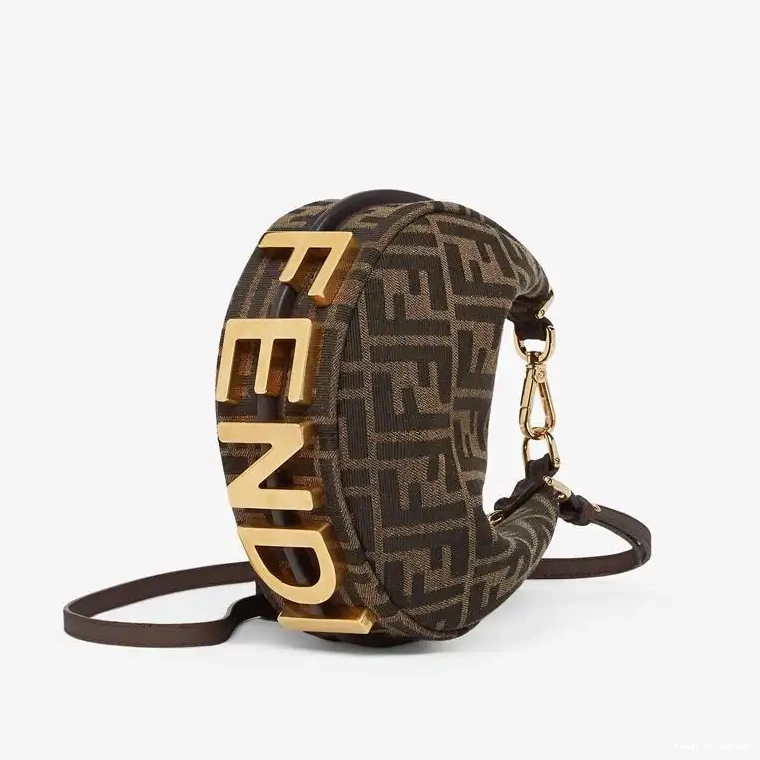 Affordable HOT Fendigraphy Bag In Brown Hobo FF Fabric Fendi Motif Mini 0626